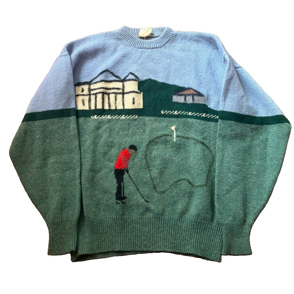 Vintage Shetland Wool Scottish Golf Sweater The Shetland Collection Men's SZ L